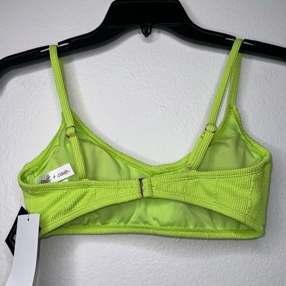 SALT + COVE Popcorn-Rib Bralette Bikini Top in Lime Size Small - Picture 5 of 6